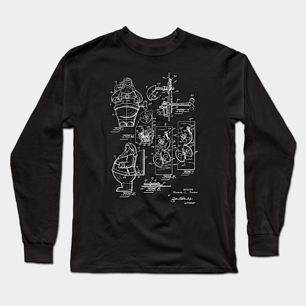 Santa Claus Bank Vintage Patent Drawing Long Sleeve T-Shirt by TheYoungDesigns